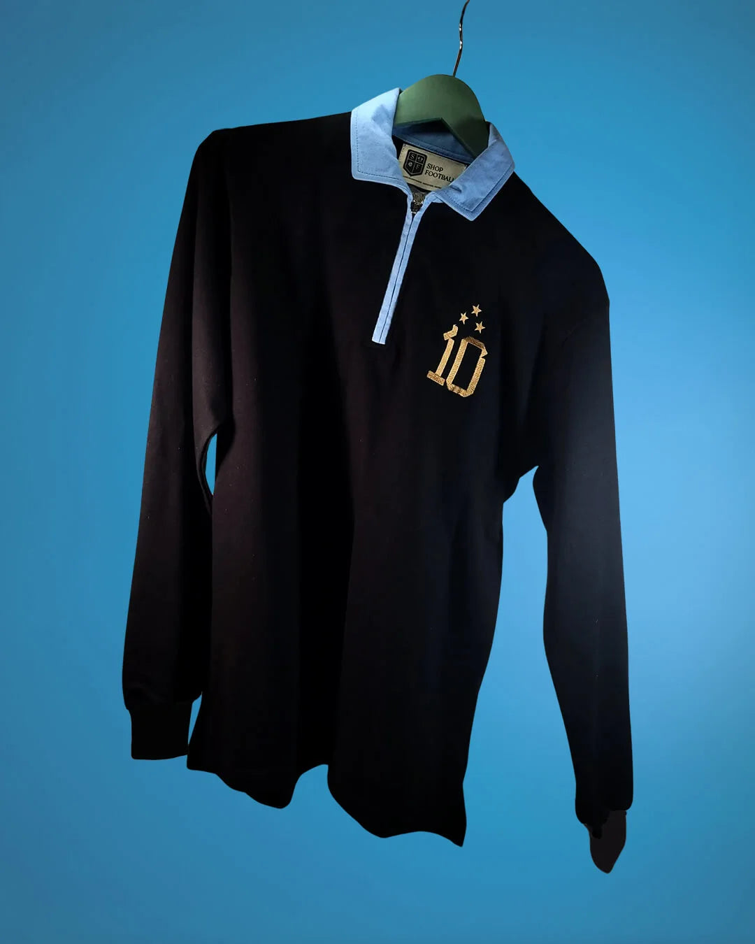 Black 3-Star Collared Sweatshirt