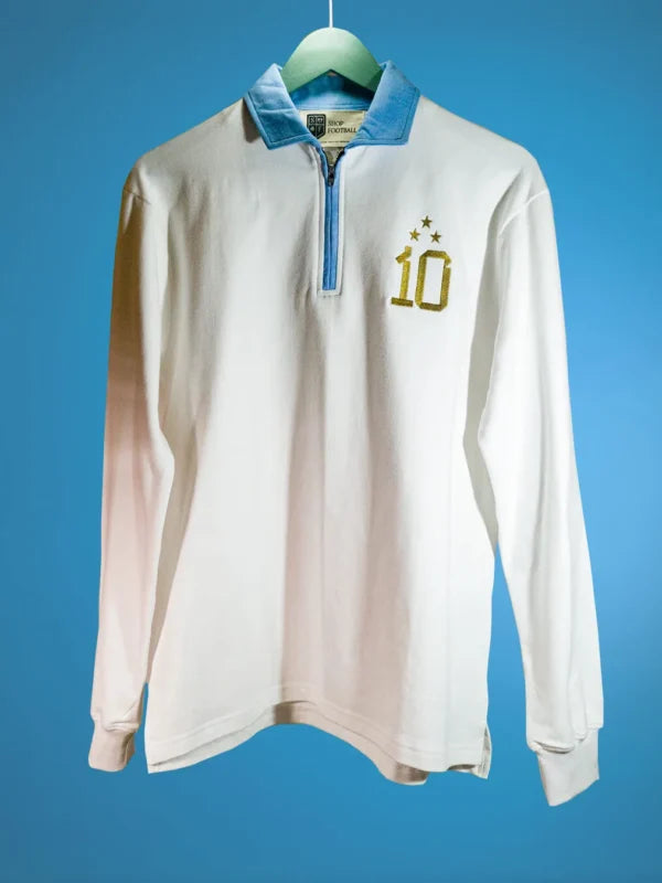 White 3-Star Collared Sweatshirt