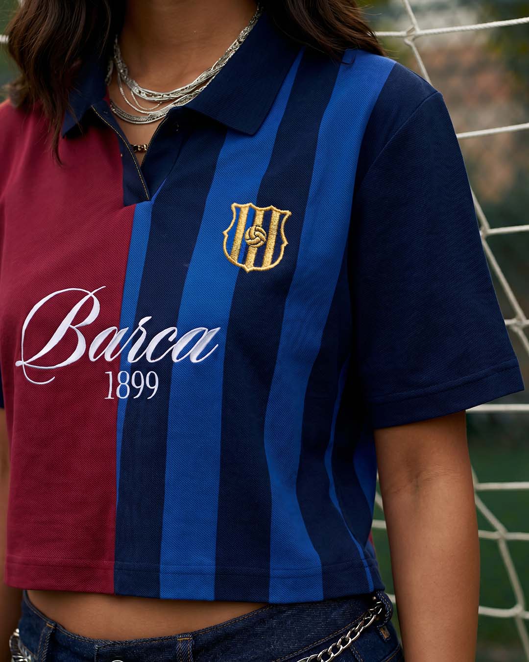 Blaugrana Women's Oversized Cropped Polo
