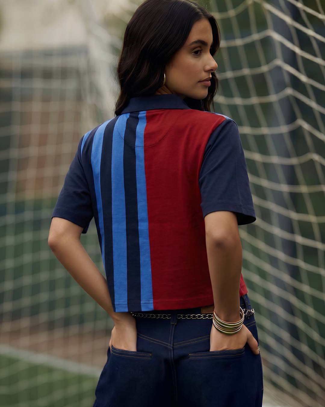 Blaugrana Women's Oversized Cropped Polo