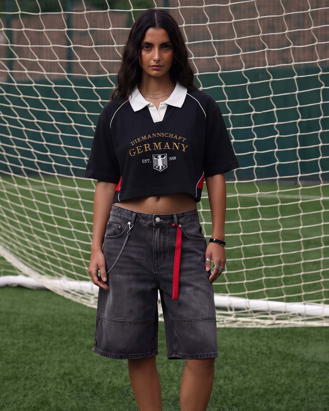 Germany Women's Oversized Cropped Polo