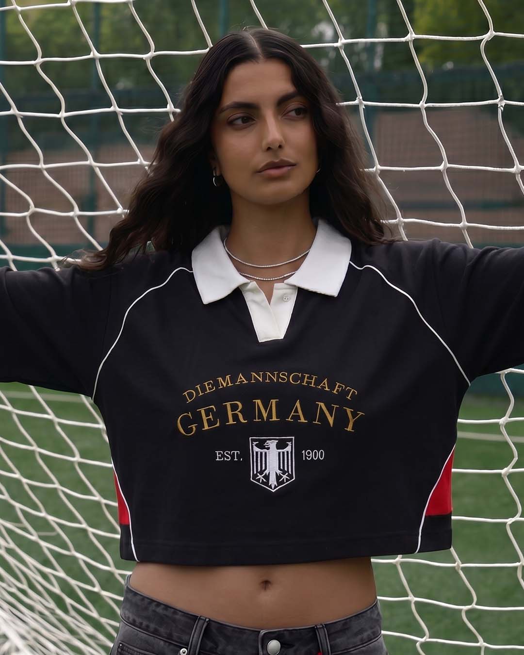 Germany Women's Oversized Cropped Polo