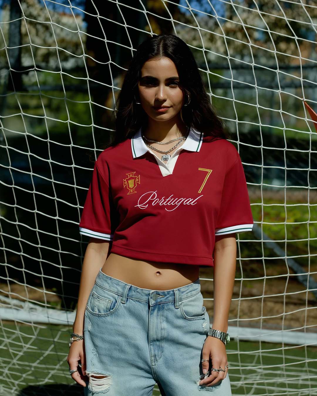 Portugal Women's Oversized Cropped Polo