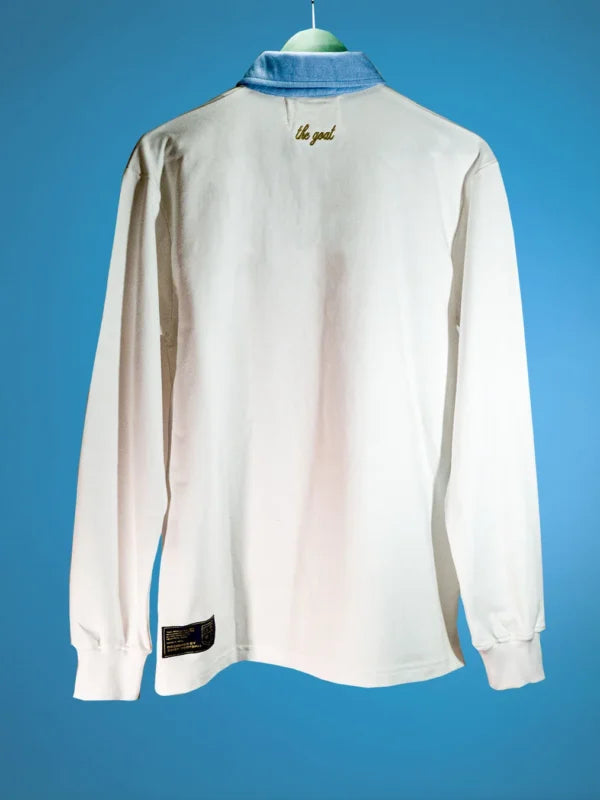 White 3-Star Collared Sweatshirt