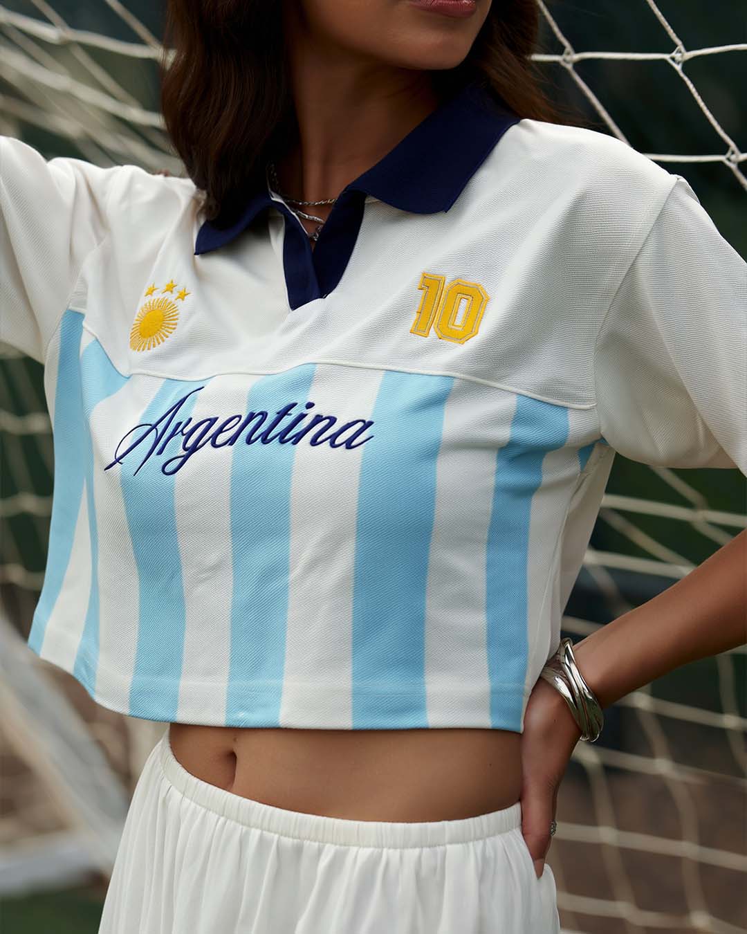 Argentina Women's Oversized Cropped Polo