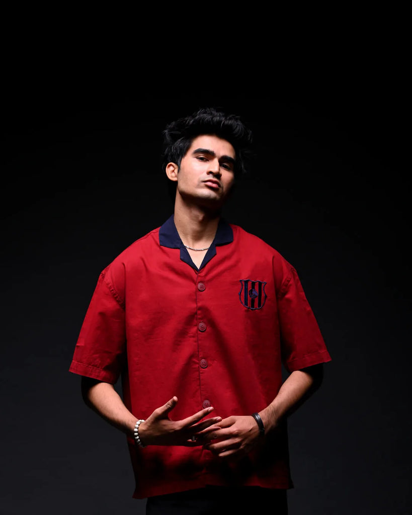 Blaugrana Red Cuban Collared Shirt