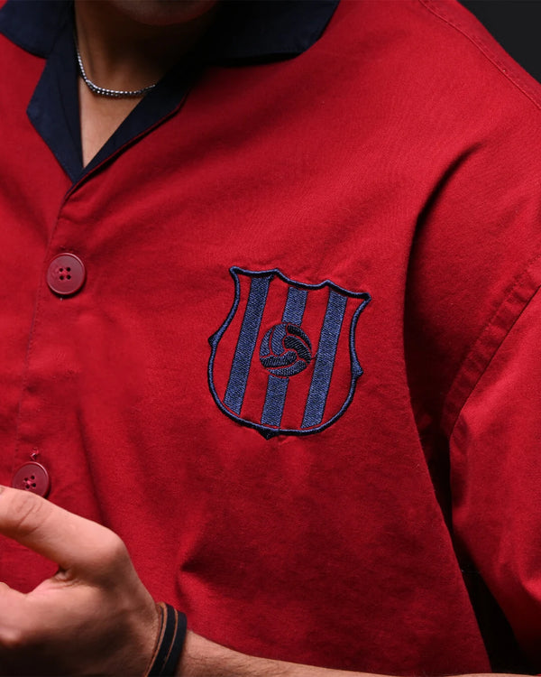 Blaugrana Red Cuban Collared Shirt