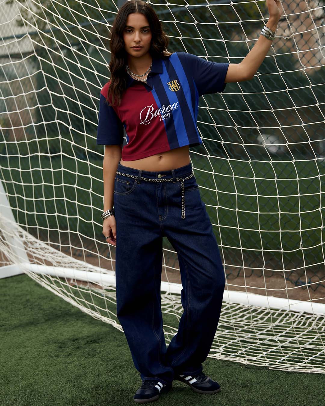 Blaugrana Women's Oversized Cropped Polo