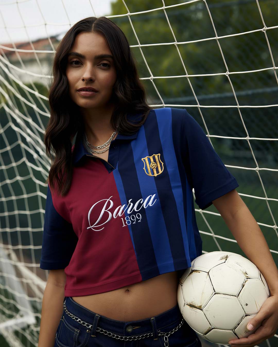 Blaugrana Women's Oversized Cropped Polo