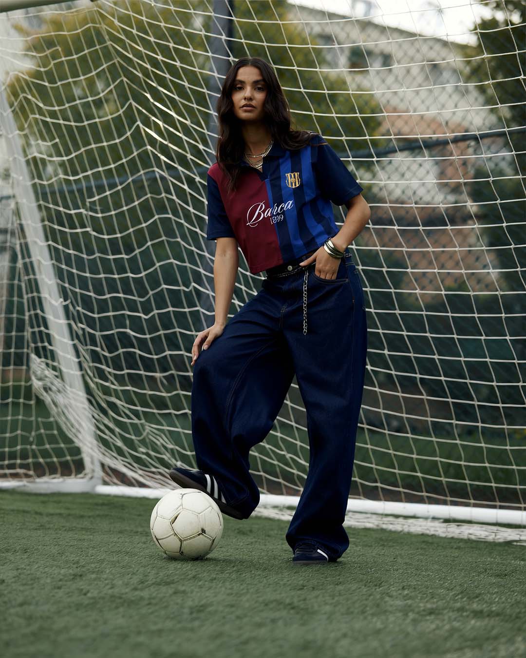 Blaugrana Women's Oversized Cropped Polo