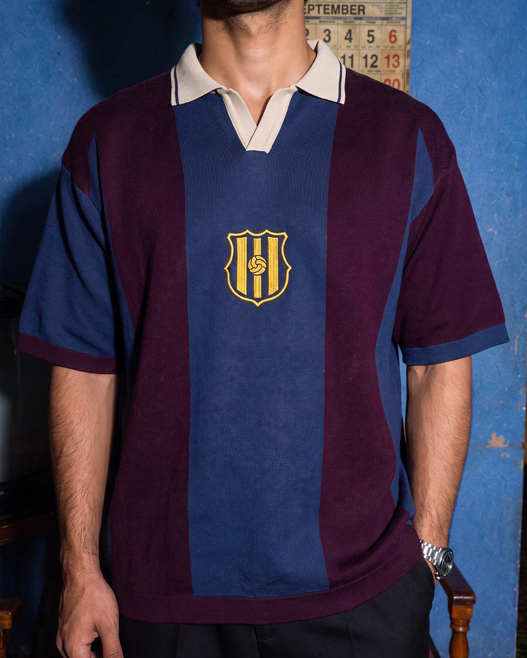 Crimson & Navy Knit Polo