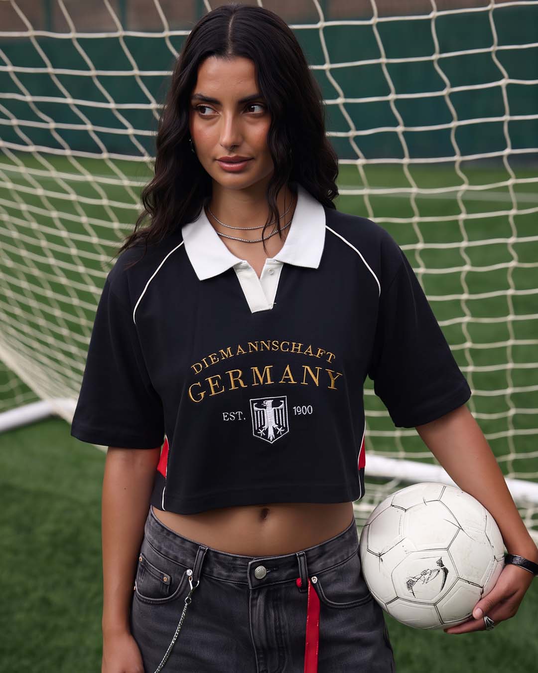 Germany Women's Oversized Cropped Polo
